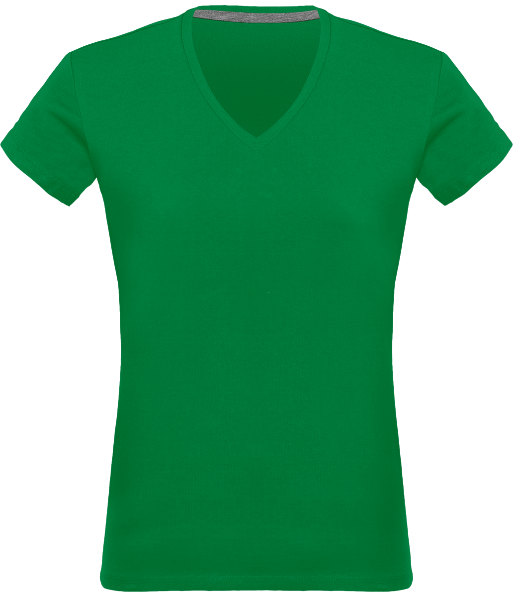 Personalized V Neck Tee-Shirt 180Gr Kelly Green