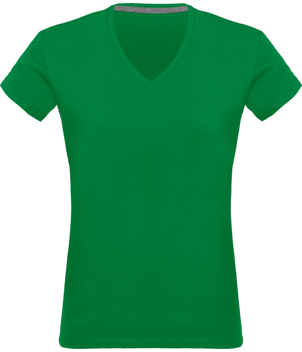 Tee-Shirt Femme Col V 180Gr Personnalisé Kelly Green