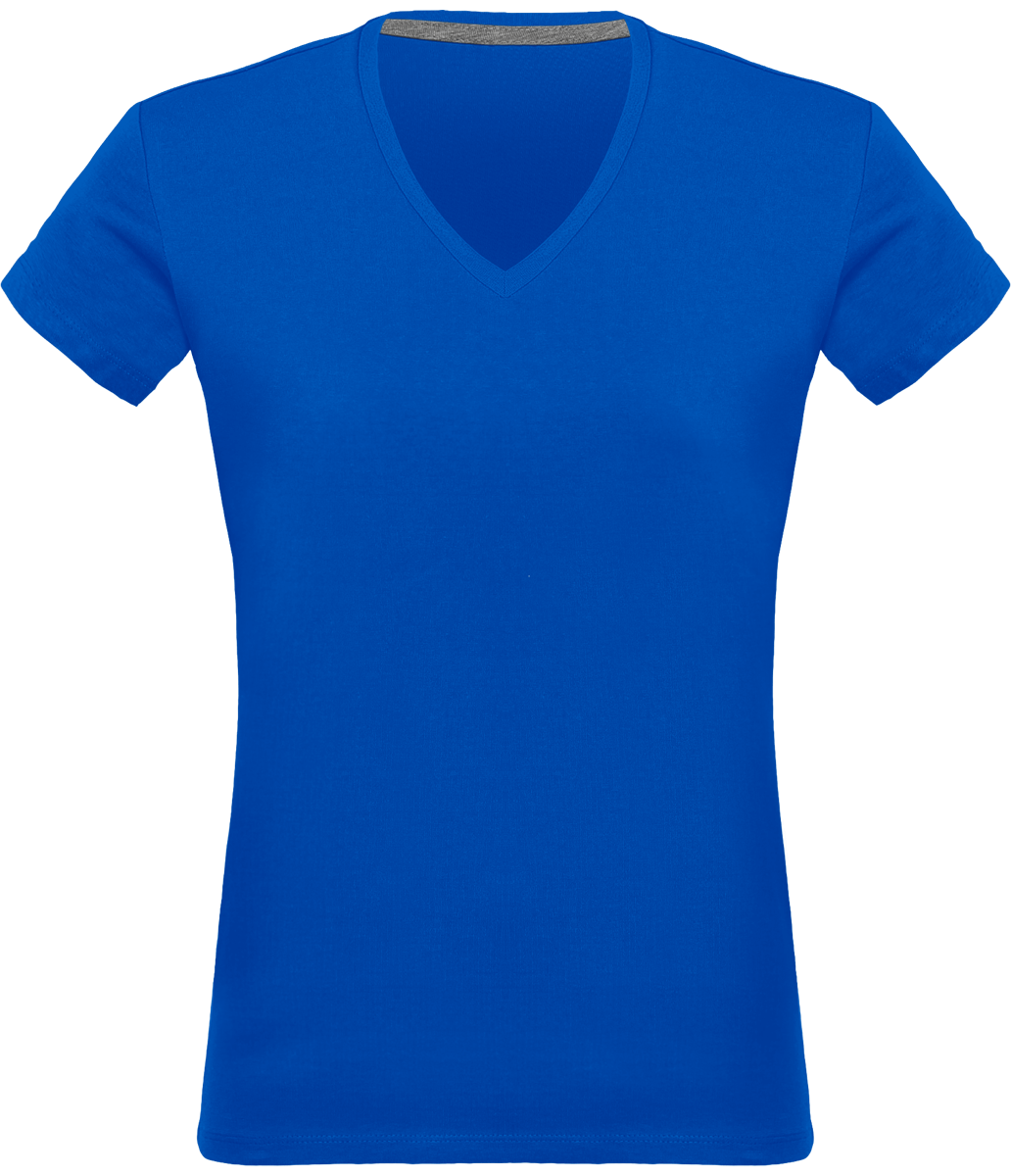 Tee-Shirt Femme Col V 180Gr Personnalisé Light Royal Blue