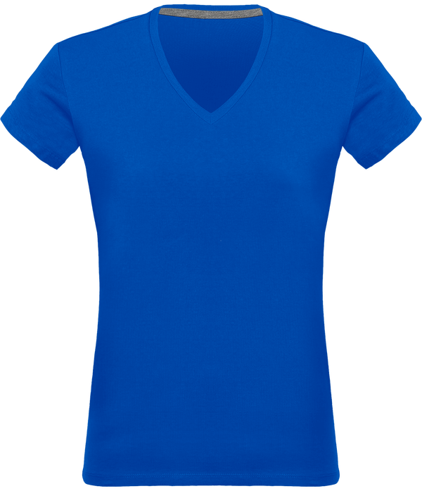 Tee-Shirt Femme Col V 180Gr Personnalisé Light Royal Blue