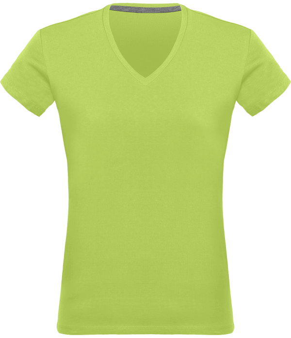 Tee-Shirt Femme Col V 180Gr Personnalisé Lime