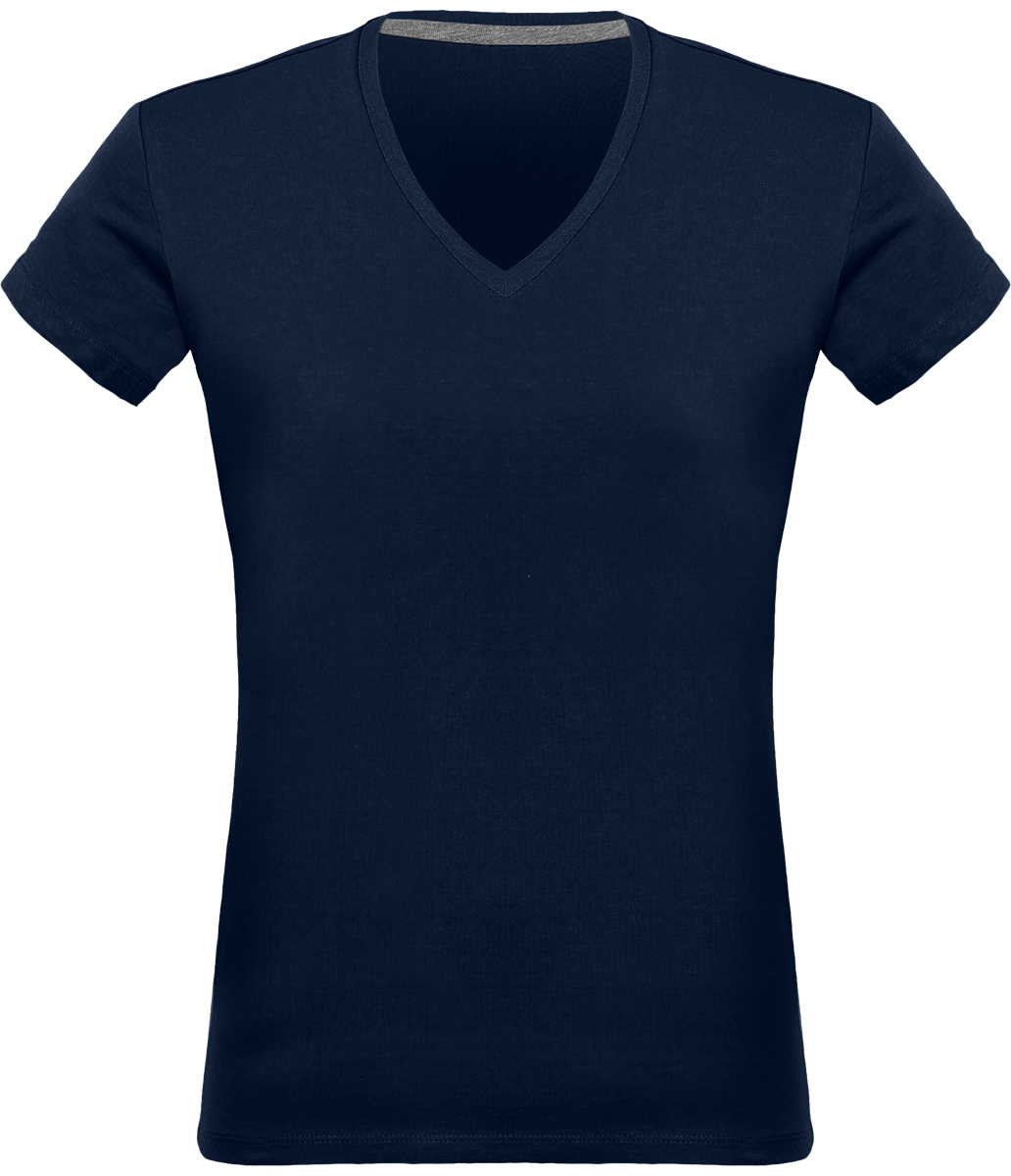 Tee-Shirt Femme Col V 180Gr Personnalisé Navy