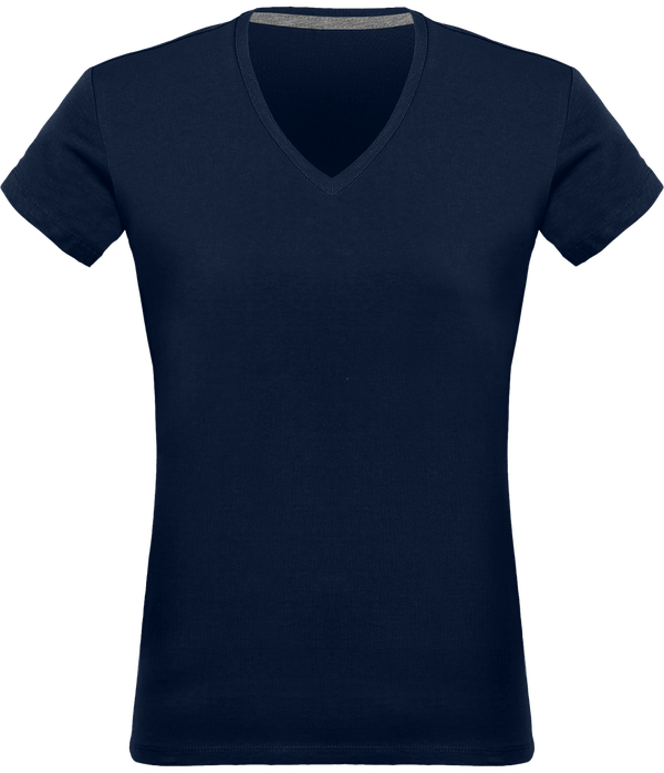 Tee-Shirt Femme Col V 180Gr Personnalisé Navy