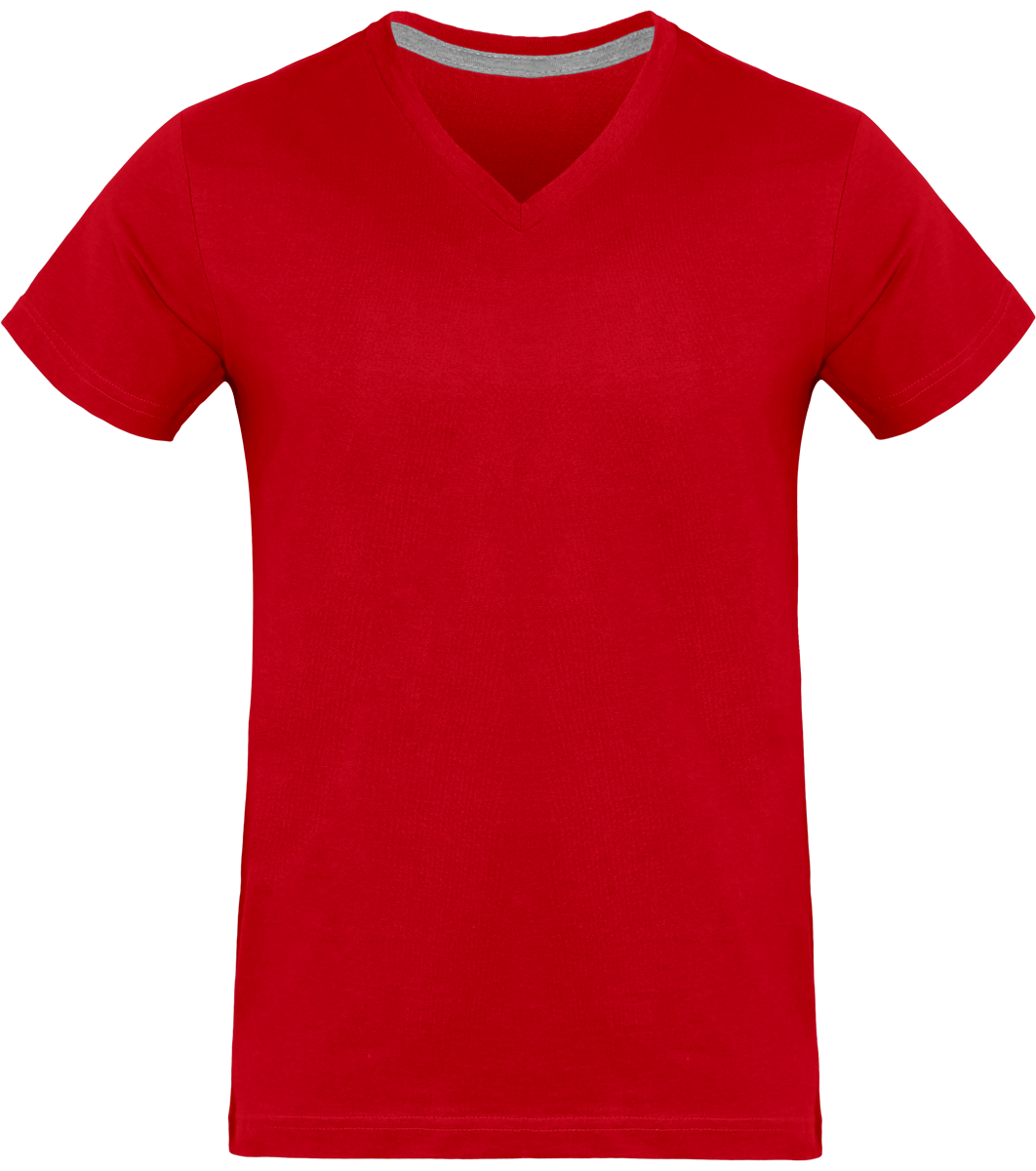 T-Shirt Col V Homme 180Gr  Red