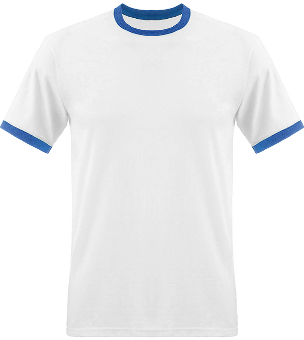 Camiseta hombre bordes en contraste | Tunetoo White / Royal Blue