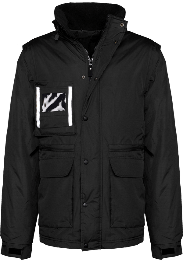 Parka De Travail Personnalisée Avec Manches Amovibles Black