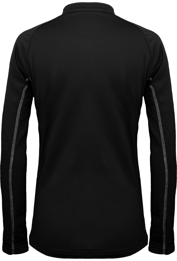 Sweat running 1 4 zippe femme dos Black