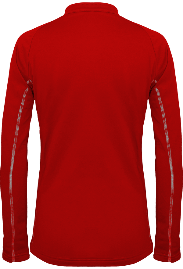 Sweat running 1 4 zippe femme dos Sporty Red