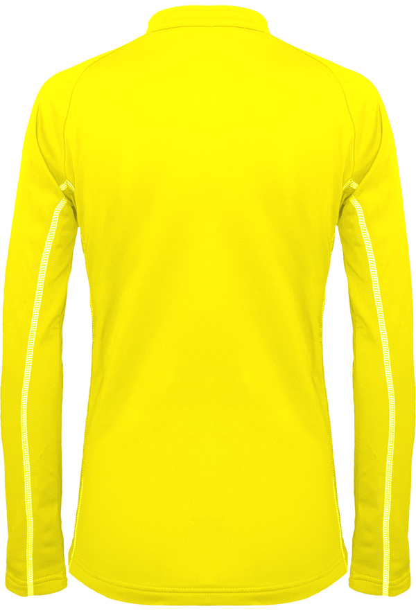 Sweat running 1 4 zippe femme dos Fluorescent Yellow