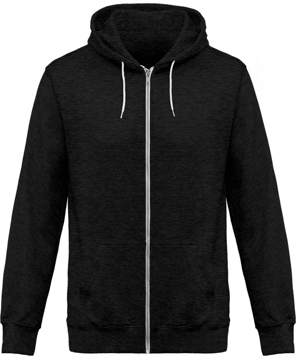 Sweat zippe a capuche chine face Black Heather