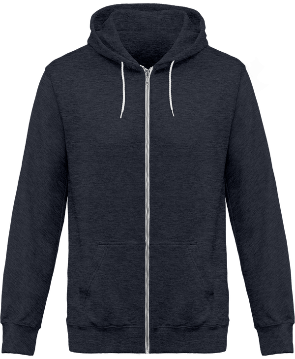 Customizable Heathered Hooded Zip Sweatshirt Grey Heather