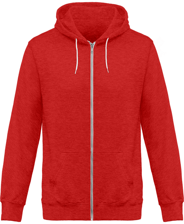 Sweat zippe a capuche chine face Red Heather