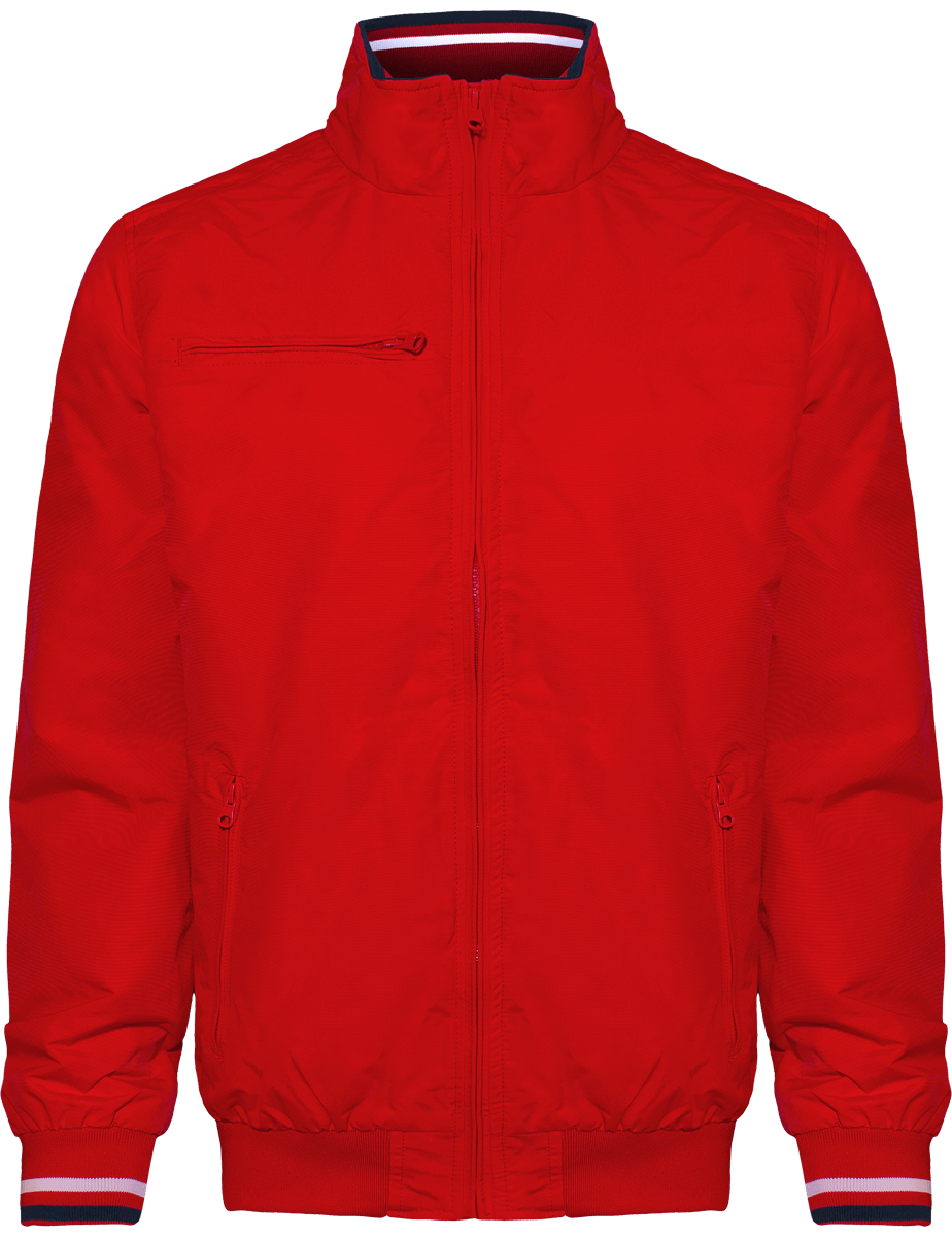 Customizable Striped Jacket For Men On Tunetoo Red / White / Navy