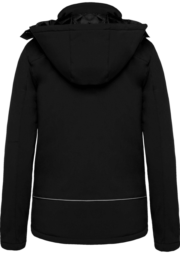 Parka softshell doublee a capuche amovible femme dos Black