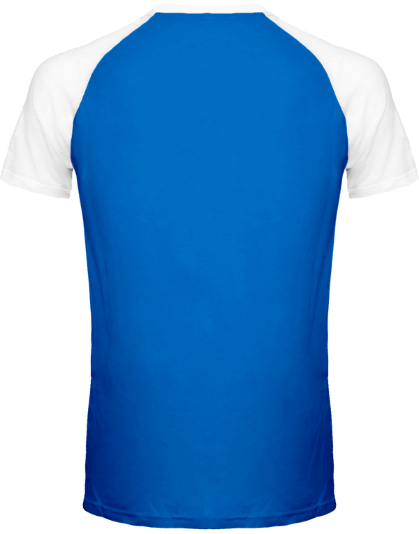 T shirt bicolore base ball dos Aqua Blue / White