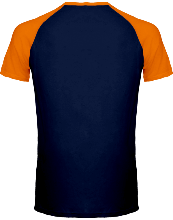 T shirt bicolore base ball dos Navy / Orange
