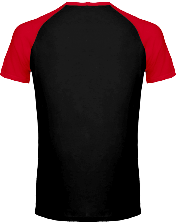 T shirt bicolore base ball dos Black / Red