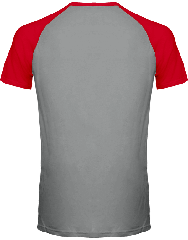 T shirt bicolore base ball dos Light Grey / Red
