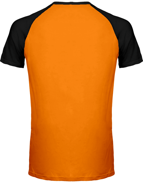 T shirt bicolore base ball dos Orange / Black