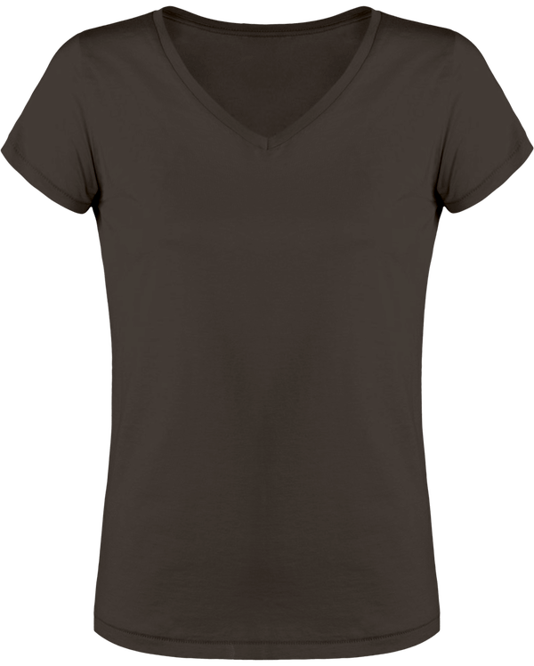 T shirt femme col v stella chooses face Anthracite