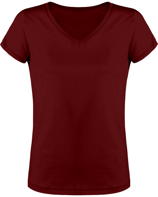 T shirt femme col v stella chooses face Burgundy