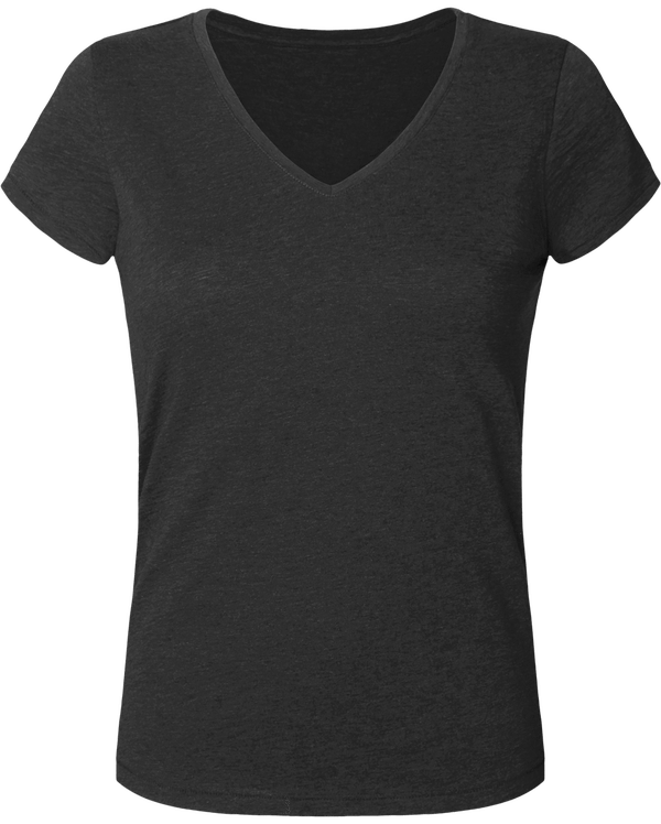 T shirt femme col v stella chooses face Dark Heather Grey