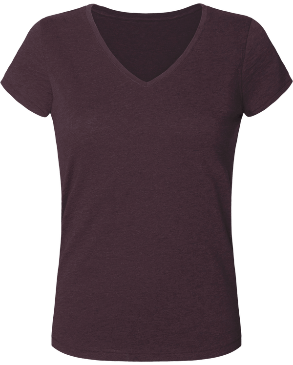 T shirt femme col v stella chooses face Heather Grape Red