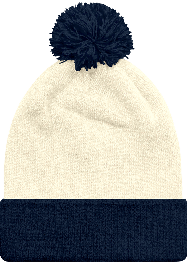 Bonnet Bicolore A Pompon Off White / French Navy