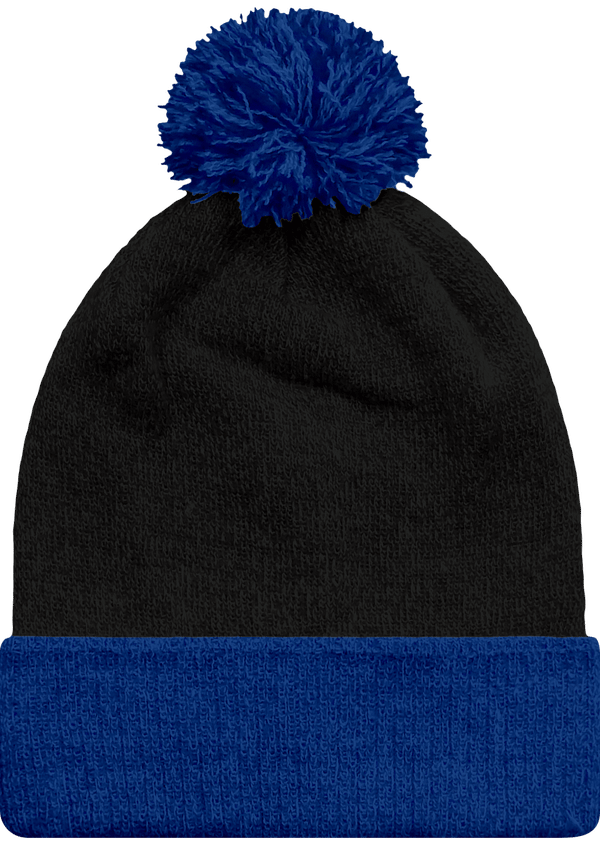 Bonnet Bicolore A Pompon Black / Bright Royal