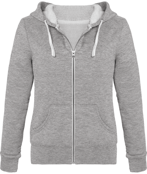 Sweat a capuche zippe femme stella travels sherpa face Heather Grey