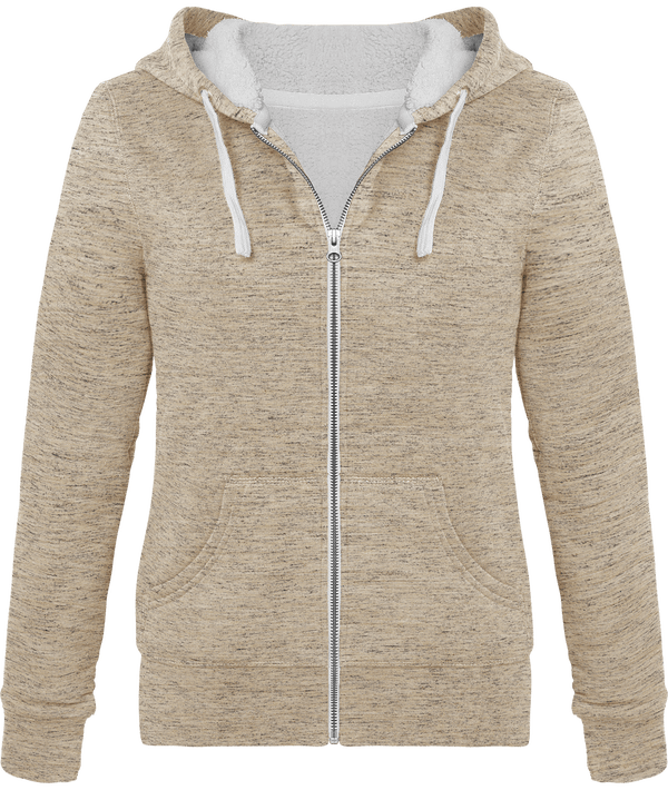 Sweat a capuche zippe femme stella travels sherpa face Slub Mid Heather Clay