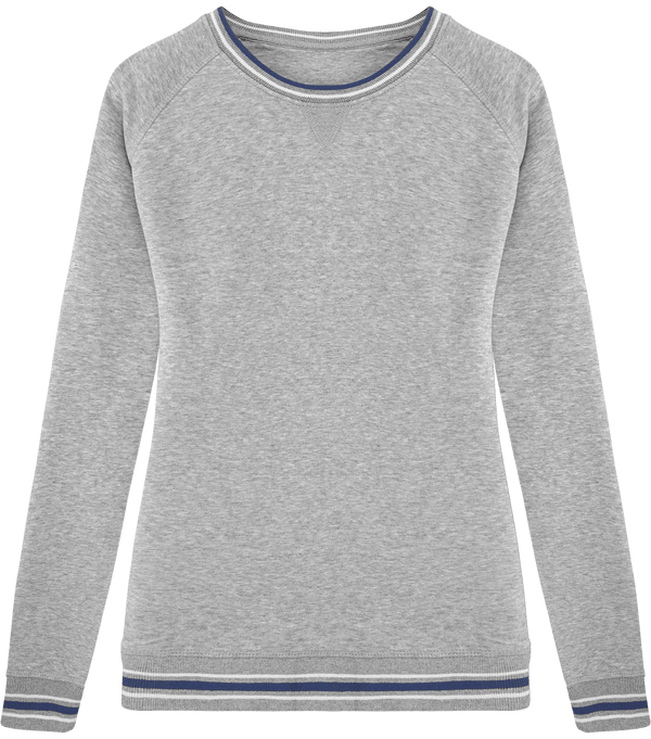 Vintage-Damen-Sweatshirt Aus Bio-Baumwolle Stella Tipped Zur Personalisierung Heather Grey / White / Deep Royal Blue