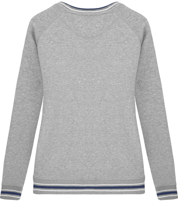 Sweat col rond stella trips tipped dos Heather Grey / White / Deep Royal Blue