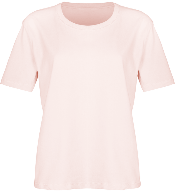 Tee shirt femme coupe boxy stella fringes face Candy Pink