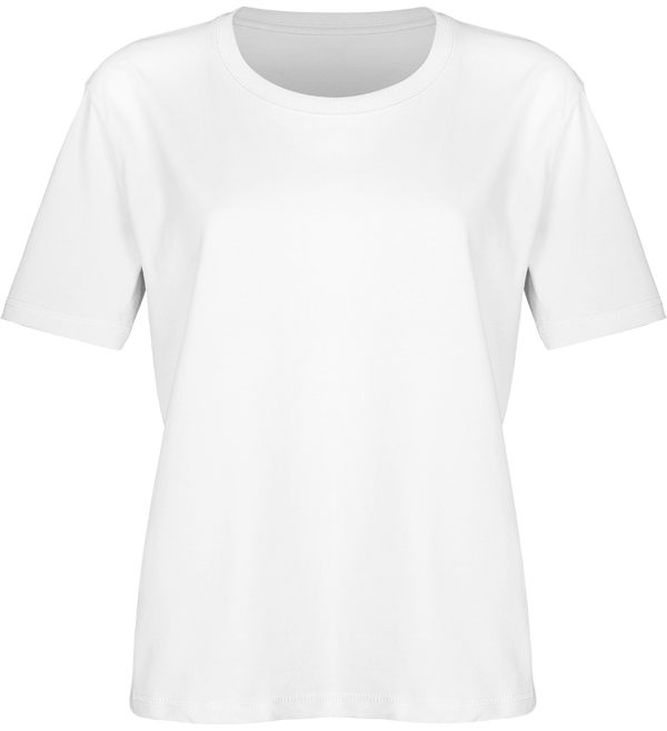 Tee shirt femme coupe boxy stella fringes face White