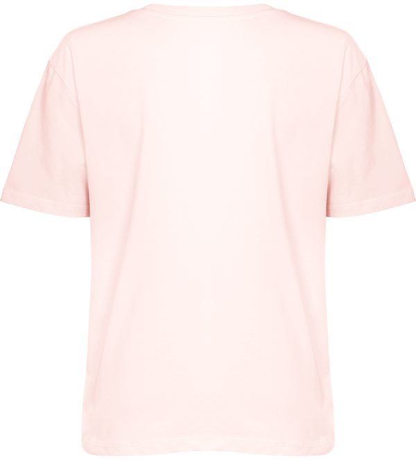 Tee shirt femme coupe boxy stella fringes dos Candy Pink