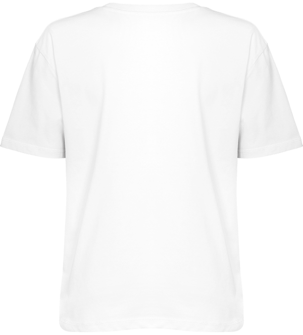 Tee shirt femme coupe boxy stella fringes dos White