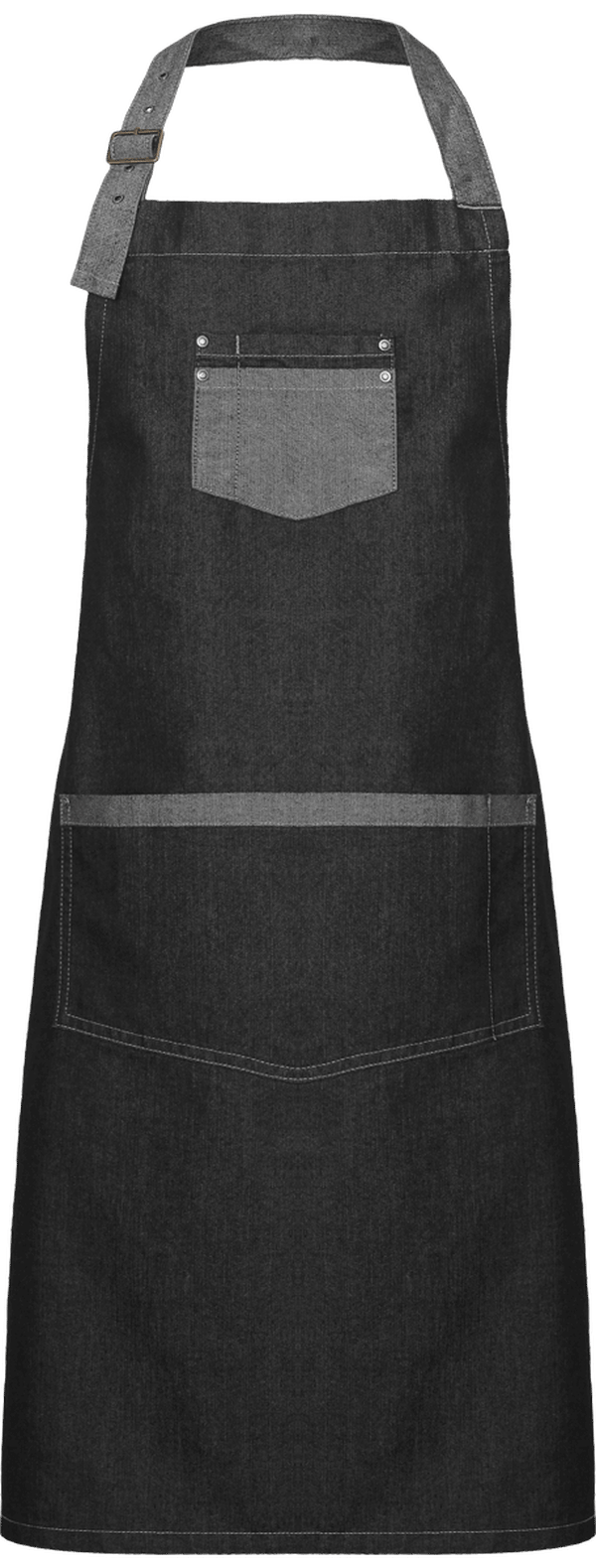 Custom Denim Apron In Embroidery And Print On Tunetoo Black Denim