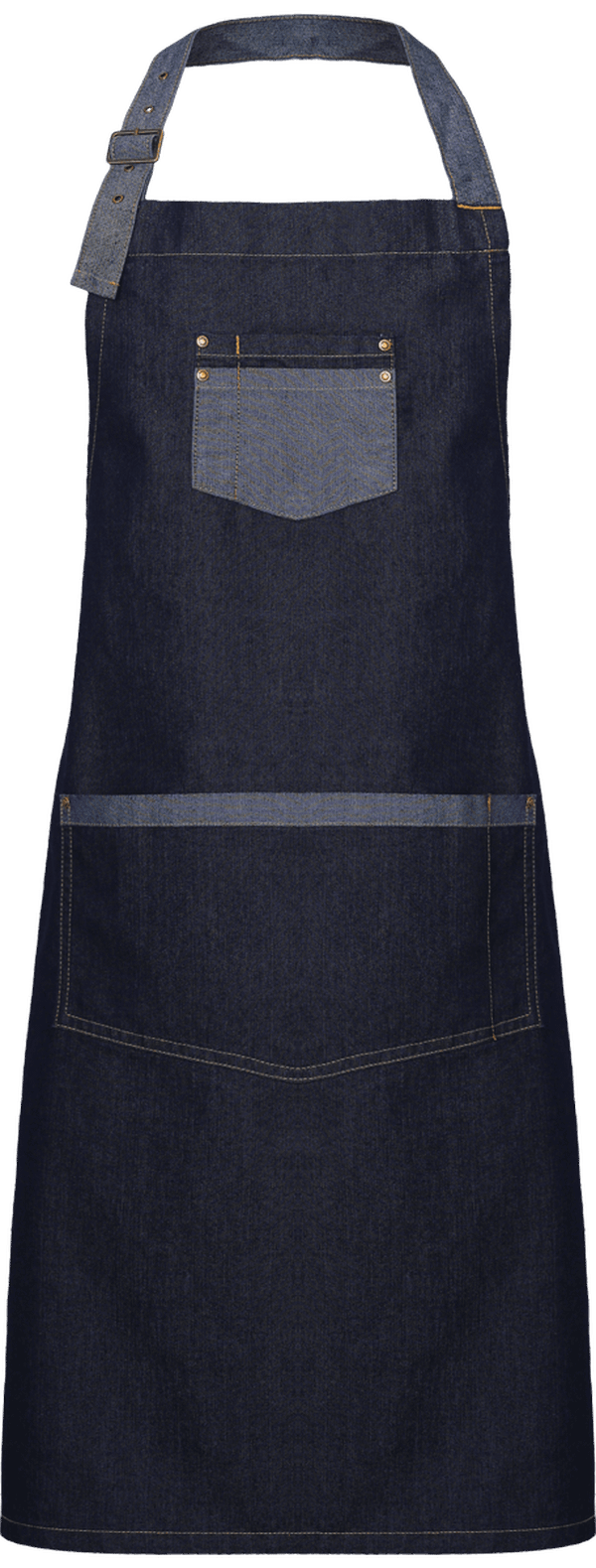 Tablier bavette denim contraste domain face Indigo Denim