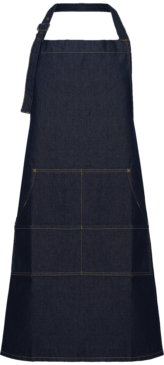 Denim Kitchen Apron To Customize In Embroidery And Print On Tunetoo Indigo Denim