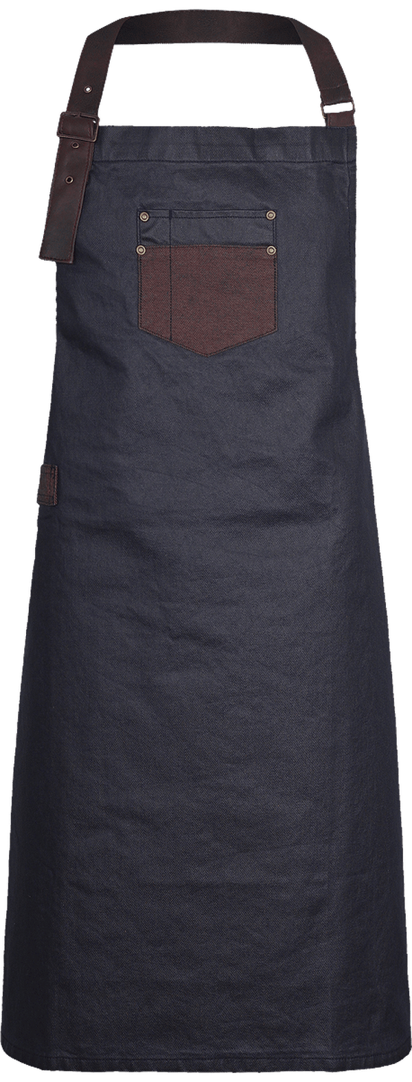 Apron Denim Coated Vintage 100% Cotton To Customise | Tunetoo Indigo / Brown Denim