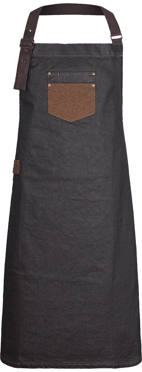 Apron Denim Coated Vintage 100% Cotton To Customise | Tunetoo Black / Tan Denim