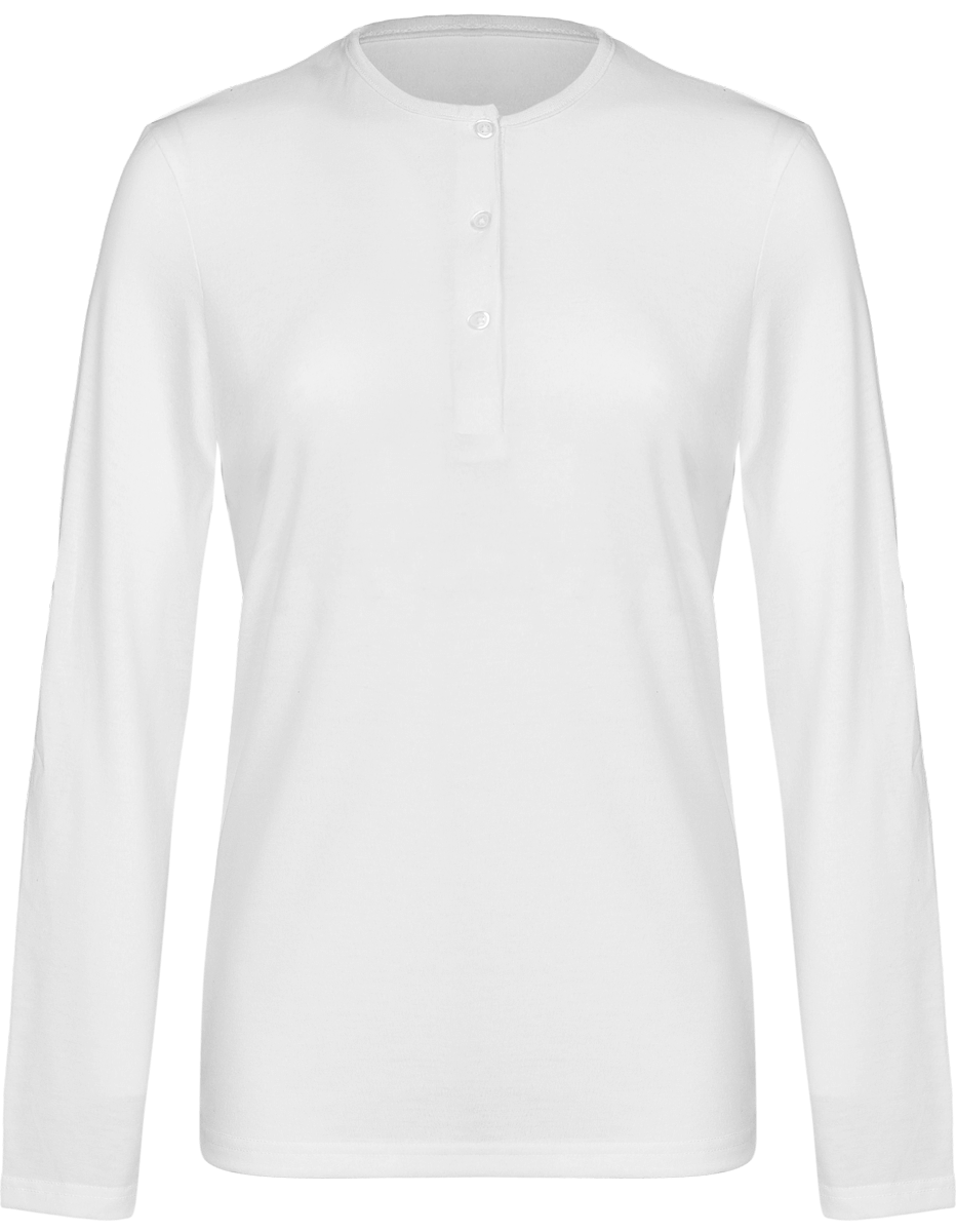 T-Shirt Femme Col Boutonné Et Manches Retroussables Ultra Tendance À Personnaliser  White