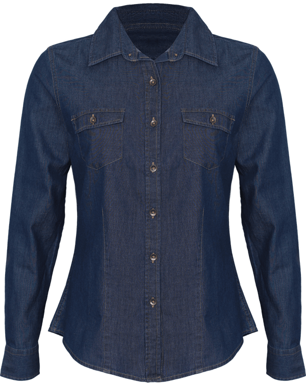 Embroidered And Printed Denim Women's Shirt, Feminine And Elegant