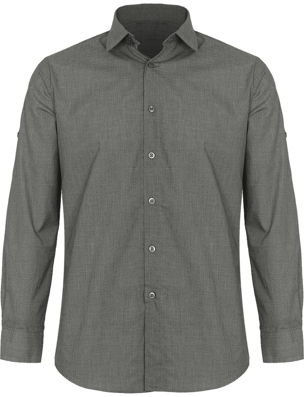 Chemise en popeline a fil teint croise homme face Grey Denim