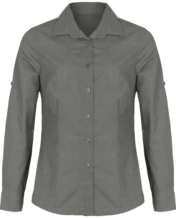 Chemise en popeline a fil teint croise femme face Grey Denim