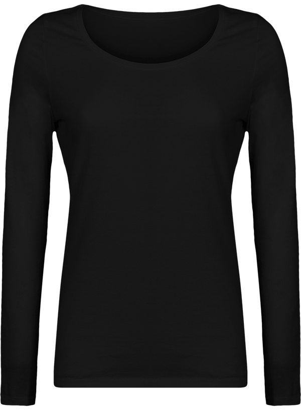 T shirt femme a col rond et manches longues stella jokes face Black