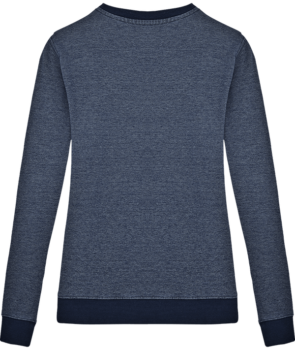 Sweat shirt femme col rond manches montees couleur jean stella hides denim dos Mid Washed Indigo