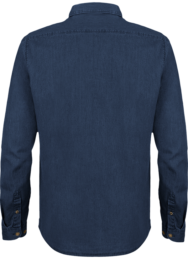 Chemise homme avec poche stanley innovates denim pocket dos Mid Indigo Denim / Light Indigo Denim