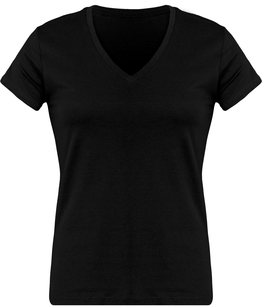 T-Shirt Femme Personnalisé, Féminin Et Confortable Avec Son Col En V Black